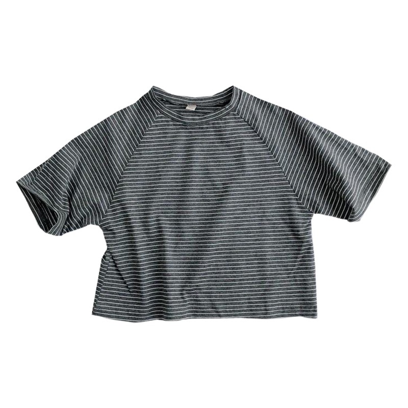 South Korea Children's Wear Summer Children's Korean-style Basic Striped T-shirt Short Sleeve Half Sleeve Thin Round Neck Middle Sleeve T for Boys and Girls