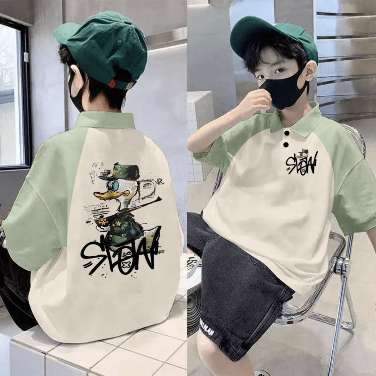Picture of 2025 Children's Cotton Children's Wear Summer New Polo Shirt Trendy Boys' Western Style Short-sleeved T-shirt Large Children's Lapel