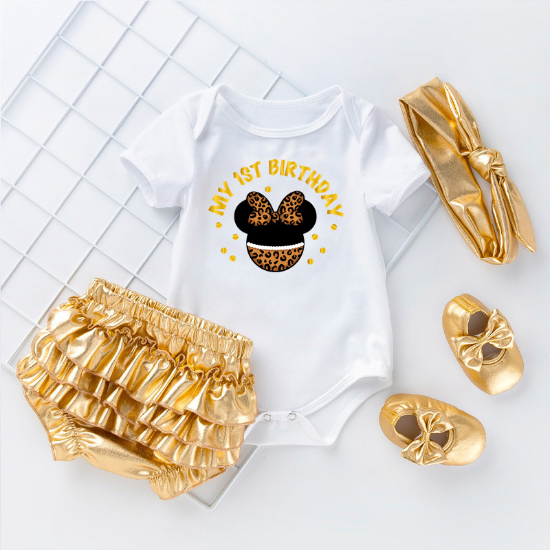 Picture of Four Seasons Newborn Baby Suit for Male and Female Baby Cartoon Hoodie Pp Pants 4-Piece Set Princess Full Moon Party Suit