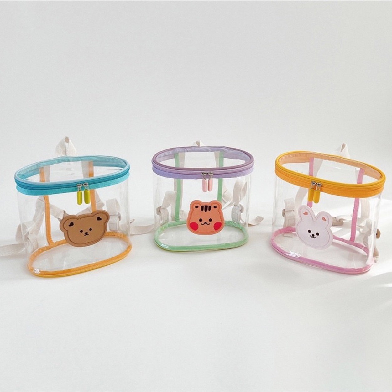 Ins K-Style of Dot Same Animal Contrast Transparent Backpack Kindergarten Beach Cosmetics Bag Transparent Jelly Bag