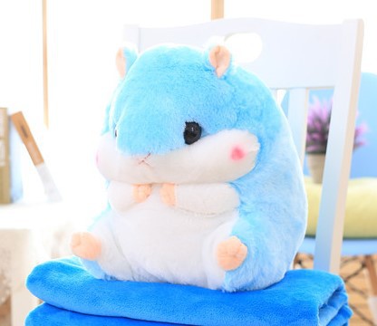Picture of Hamster Cartoon Pillow Blanket Car Pillow Quilt Dual-purpose Cushion Quilt Large Air-conditioning Quilt Pillow Coral Fleece Blanket