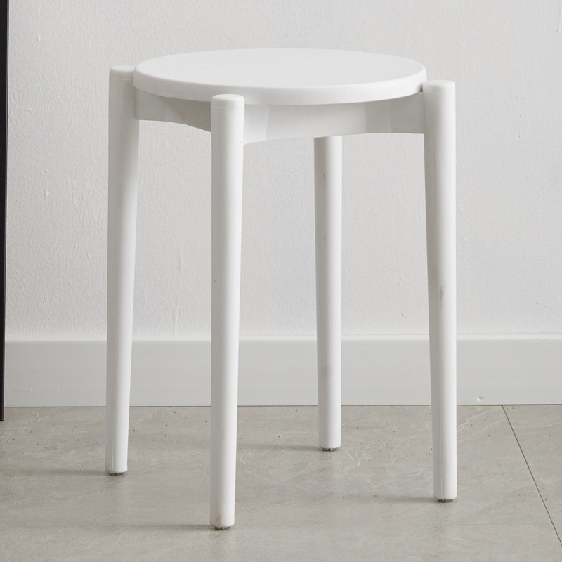 Picture of Plastic round stool home living room stackable stool modern simple color dining table and chair adult cooked plastic bench
