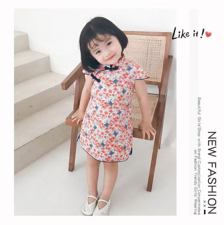 Picture of Girls Cheongsam Children Cheongsam Summer Little Girl Cheongsam Dress Chinese Style Retro Dress Baby Girl Princess Dress