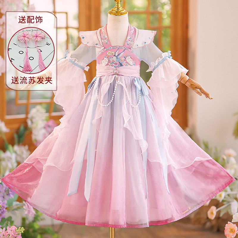 Picture of Wholesale girls Hanfu dress Chinese style ancient costume skirt 2025 new summer big children retro princess skirt