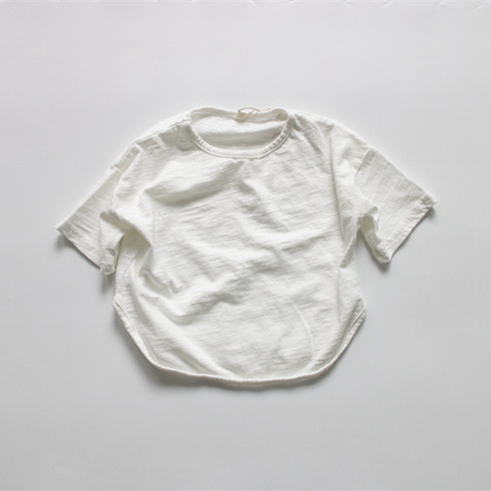 Picture of Spring Pure Color Kidsren's Bottoming Shirt Korean Style Girls T-Shirt Round Neck Loose Boys Summer Top Short-Sleeved Cotton Dropshipping