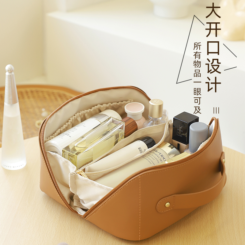 Organ pillow bag PU leather Net red cosmetic bag ins multi-layer wash bag travel portable portable storage bag