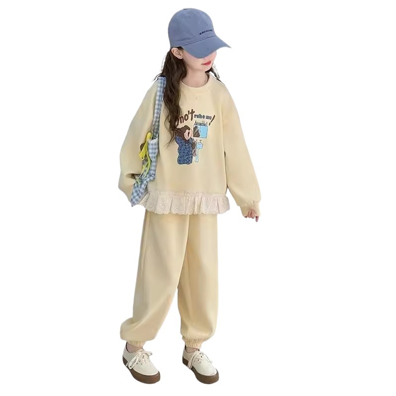 Picture of Girls Sweatshirt Sports Suit Spring and Autum 2025 New Medium and Large Children's Spring Clothing Western-Style Casual Pants Two-Piece Set