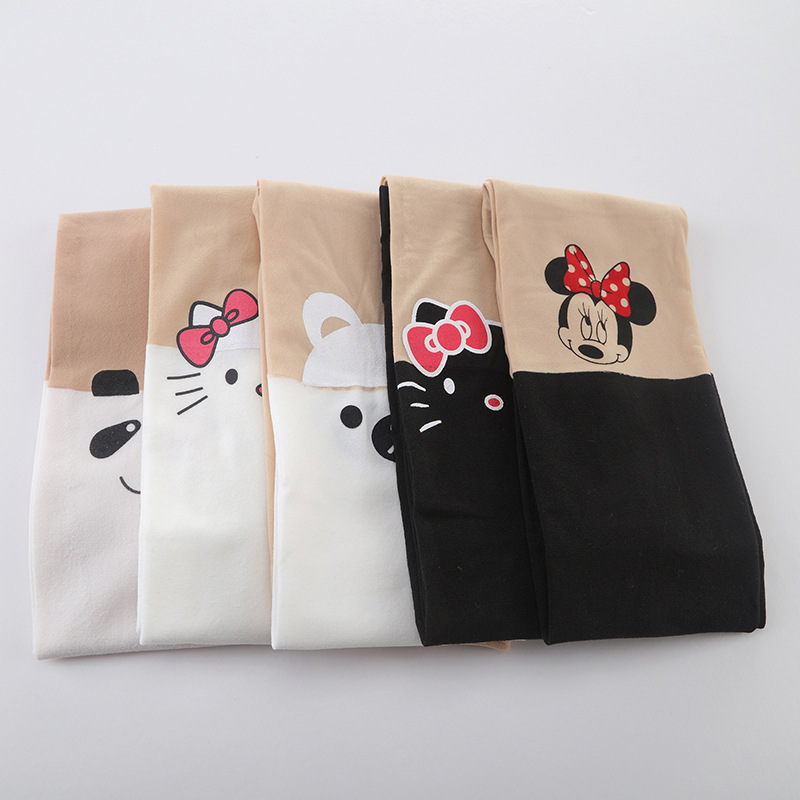 Girls Pantyhose Girls Pantyhose Velvet Stitching Anti-hook Silk Cartoon Student Baby White Children Dance Socks