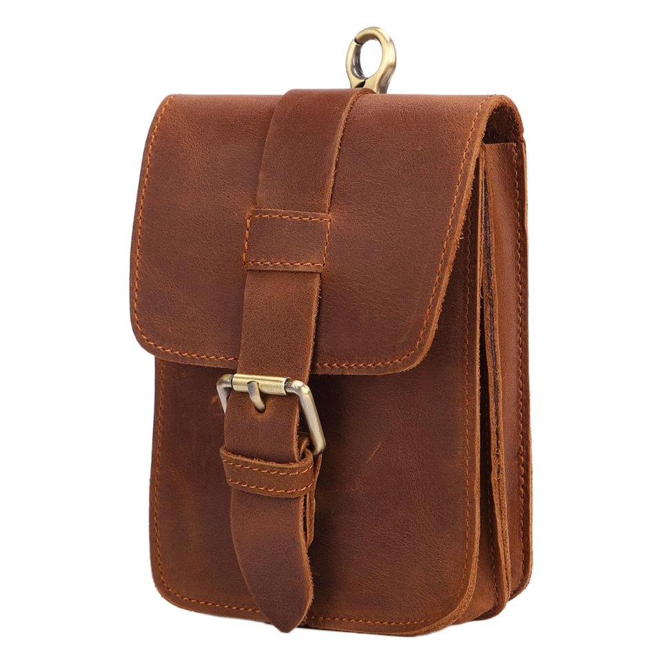 Cross-border New Men's Waist Bag Genuine Leather Mobile Phone Belt Bag Top Layer Cowhide Retro Mountaineering Small Hanging Bag