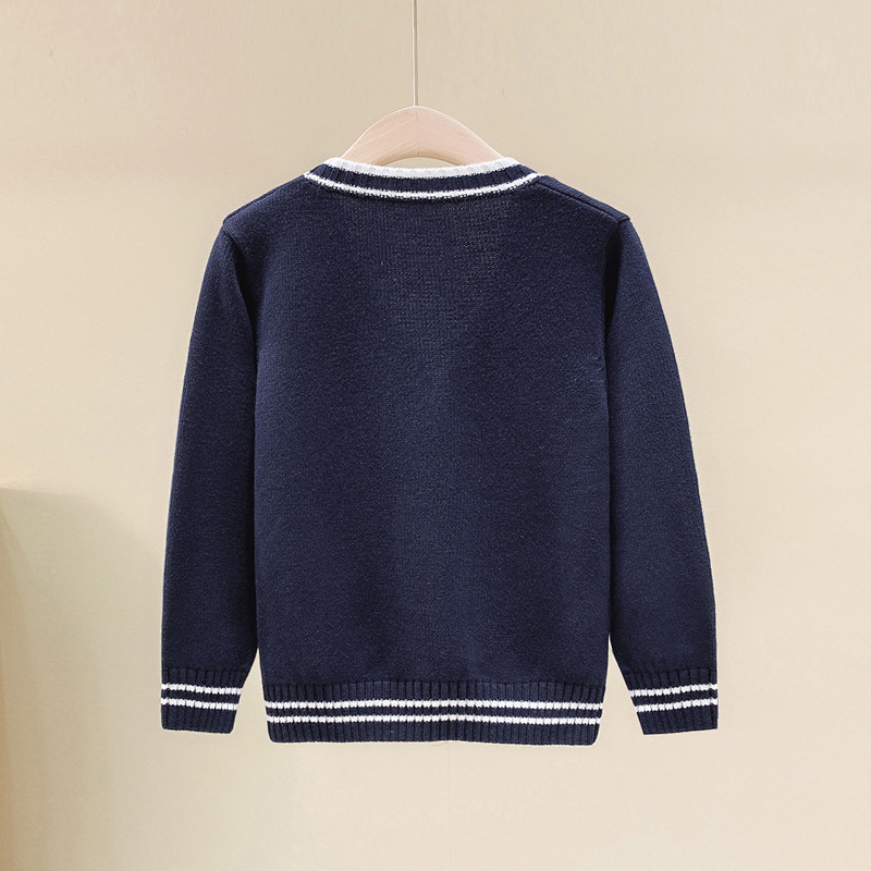 Picture of Children's Knitted Cardigan 2025 Spring & Fall Style Boys and Girls Sweater Jacket British School Uniform Jacket with Flap Pocket Pantss Wholesale