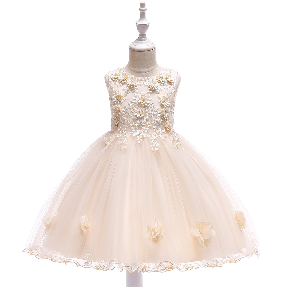 Picture of Girl's dress piano performance dress flower girl's wedding dress Princess dress children's little host pettiskirt European and American