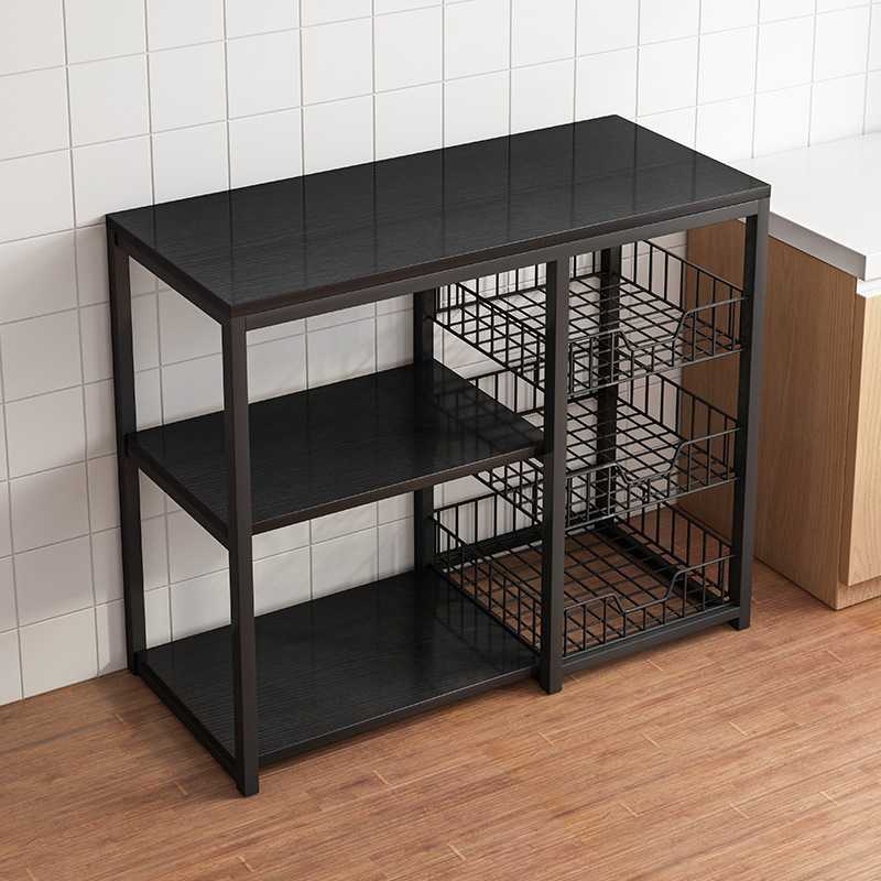 Floor-type Kitchen Storage Rack Household Vegetable Cutting Table Microwave Oven Electrical Appliances Storage Cabinet Multifunctional Cookware Storage Rack