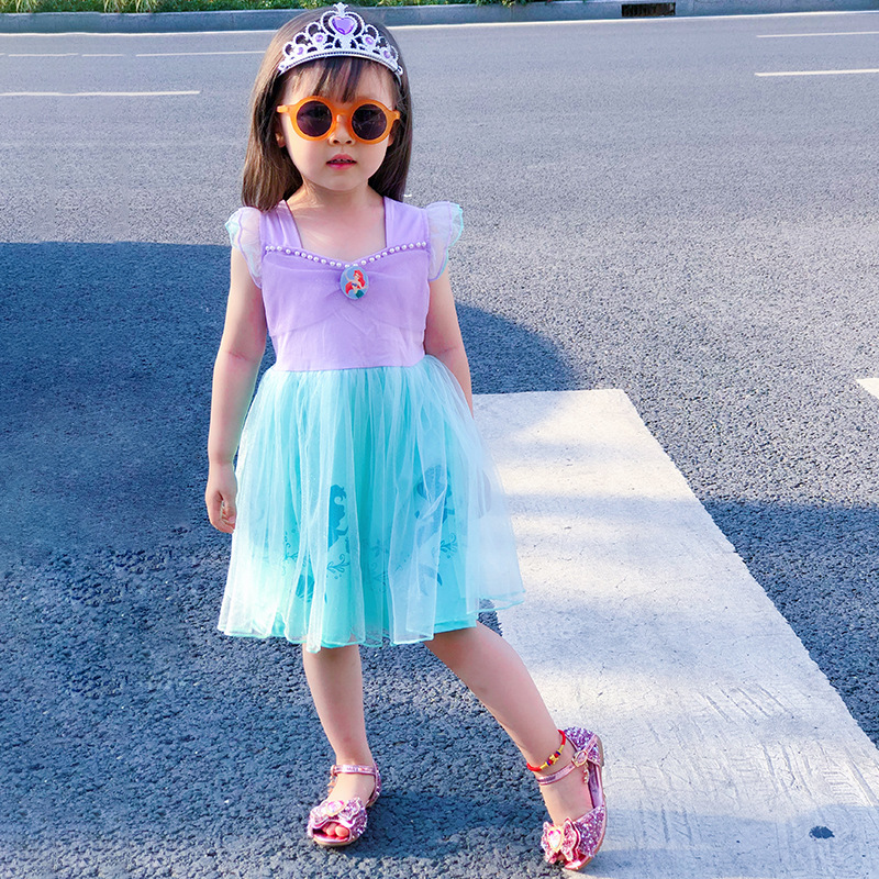 Picture of Foreign Trade Children's Clothing 2025 Spring and Summer New Girls' Dress Cotton Sleeveless Mermaid Print Dress Princess Dress