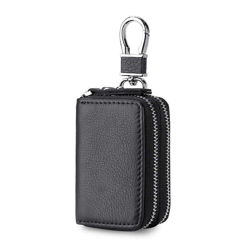 Picture of First layer cowhide double zipper car key bag leather key bag source factory wholesale waist hanging key chain men