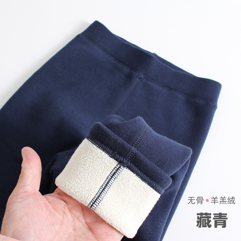 Picture of Girls' leggings fleece-lined thickened autumn and winter fleece-lined pants children's tights winter boneless solid color trousers outer wear