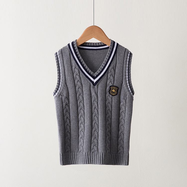 Picture of Children's Clothing Sweater Vest Spring and Autumn Children's College Style School Uniform Tops Pure Cotton Sweater Knitted Vest Jacket Wholesale