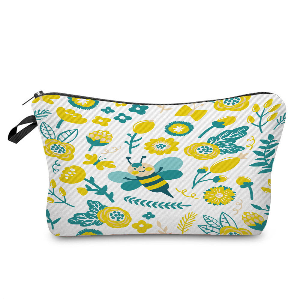 Picture of New arrival cute industrious Bee Printing cosmetic bag dumpling bag lipstick dumpling-shaped bag
