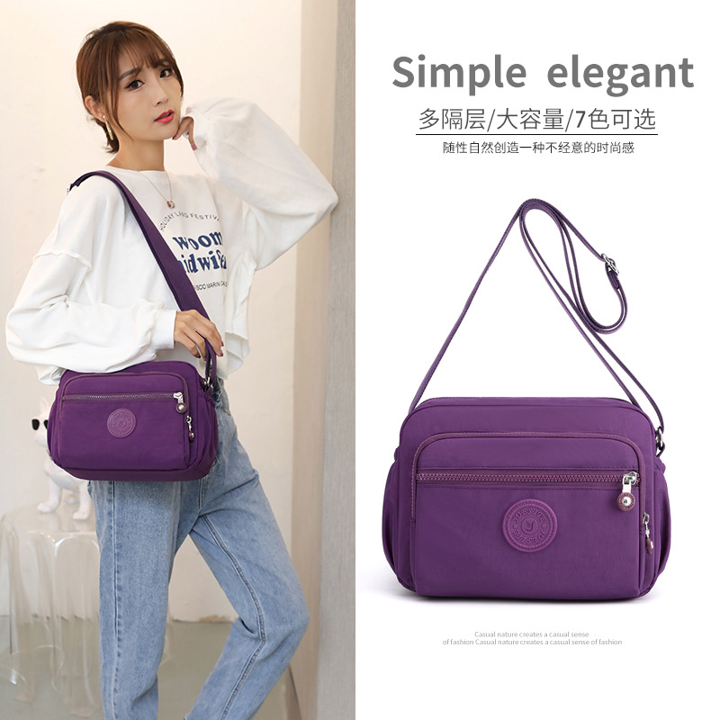 Fashionable Simple Women's Shoulder Bag Large Capacity Outdoor Shopping Bag Lightweight Waterproof Nylon Cloth Bag Crossbody Bag
