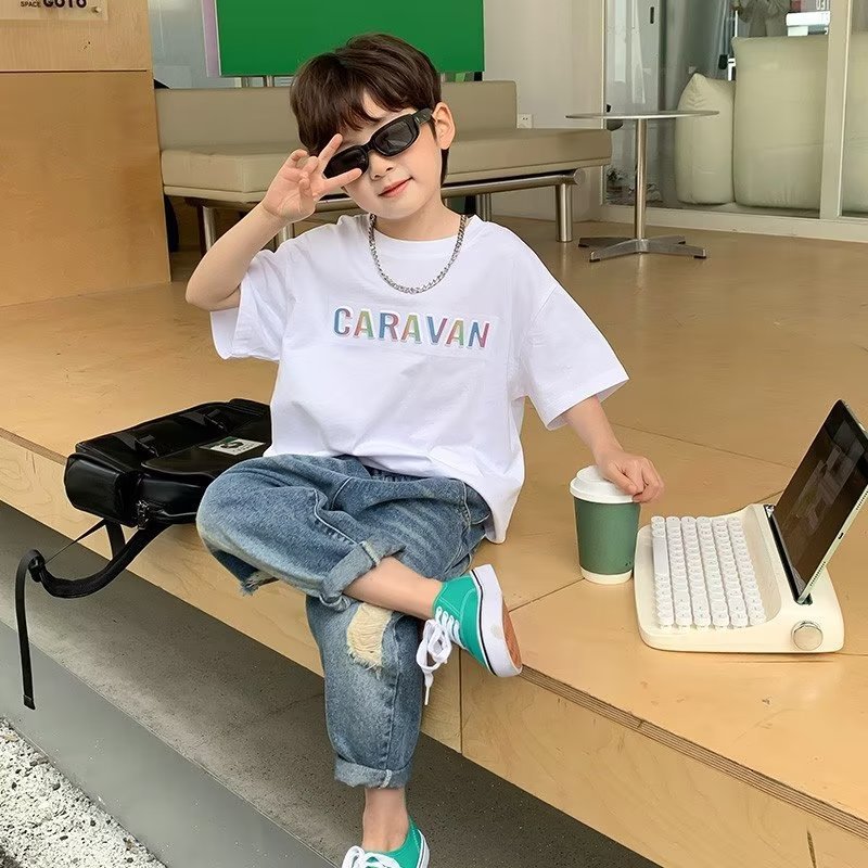 Picture of Children's autumn pants boys' ripped jeans spring and autumn trousers 2020 Autumn New Western style fried street fashion