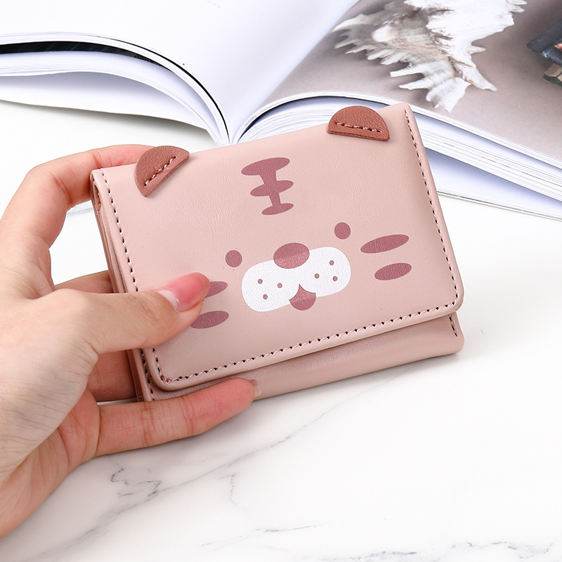 Picture of Korean Style New Small Wallet Women's Short Three-fold Cute Printed Cartoon Student Three-fold Multi-card Bits Folding Coin Clip