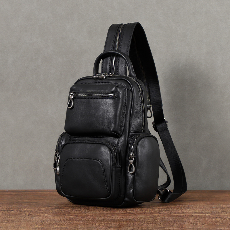 Picture of First Layer Cowhide Men's Chest Bag 2023 New Fashion Shoulder Bag Casual Men's Small Backpack Backpack Men's Crossbody Bag