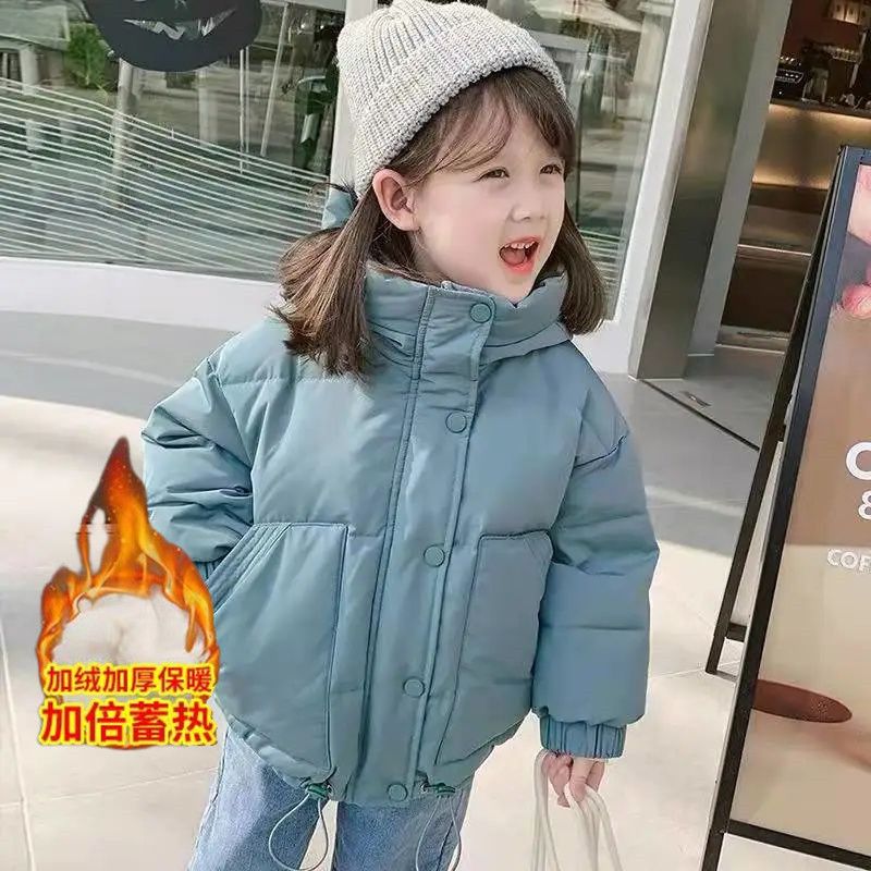 Picture of Little feet girls winter cotton-padded clothes children's clothing new fashion Korean version of thick top baby girl western style fleece-lined cotton-padded clothes