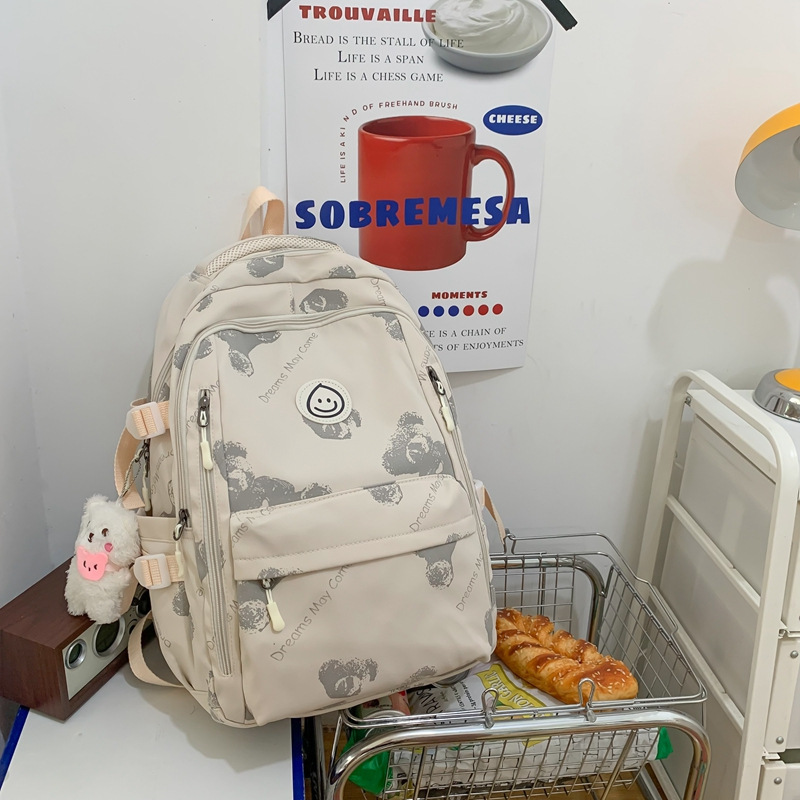 Picture of 2022 New Girls Junior High School Students Cute Japanese Printed Bear ins Backpack Large Capacity Commuter Backpack