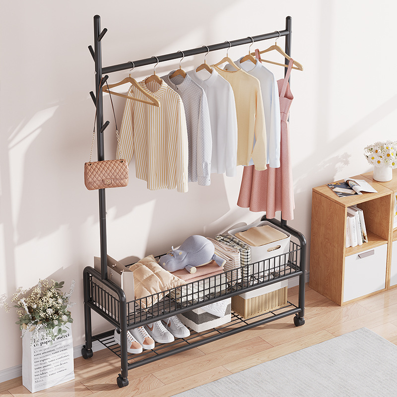 Picture of Simple clothes hanger floor folding indoor balcony bedroom clothes hanger indoor coat rack bedside clothes hanging artifact