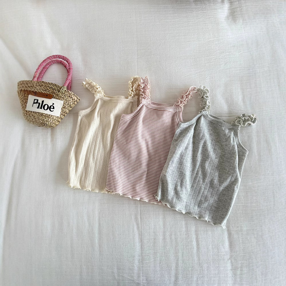 Girls' Camisole 2025 Baby Girl Summer Children's Korean-style All-match Cute Pit-stripy Color Line Camisole