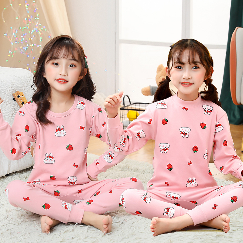 Picture of New Children's Cotton Home Clothes for Boys and Girls Autumn Clothes Large, Medium and Large Children's Middle Collar Thermal Underwear Suit Autumn Clothes Long Johns