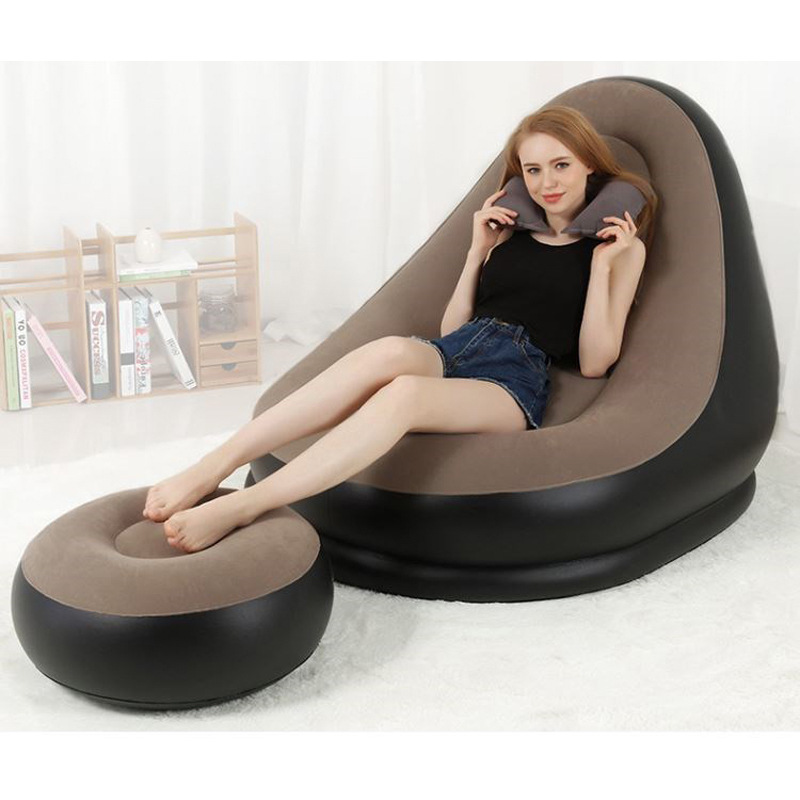 Jilong lazy inflatable sofa single flocking sofa suit camping outdoor sofa studio gift wholesale TV