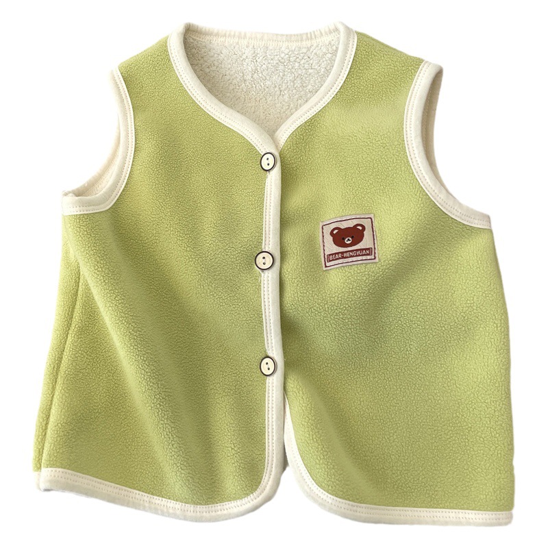 2023 Winter Children's thickened polar fleece vest outer wear double-sided fleece-lined warm boys and girls vest double-layer autumn and winter