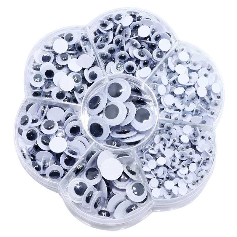 Picture of Cross-border Amazon plastic toy adhesive eyes black and white movable eye beads DIY accessories boxed handmade stickers material
