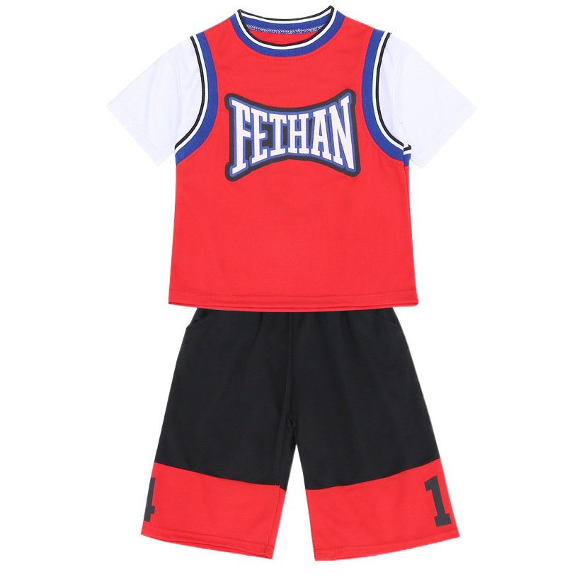 Boys Basketball Suit 2025 Summer New Clothes Short-sleeved Children's suit Loose Big Foreign Style Sports Base
