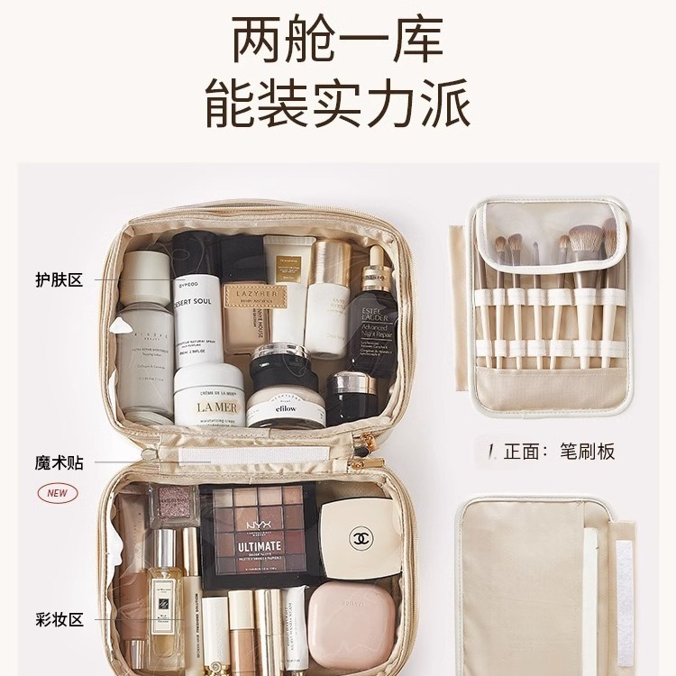 Picture of Popular PU leather cosmetic bag multi-functional home Travel storage bag portable portable makeup toiletries storage bag