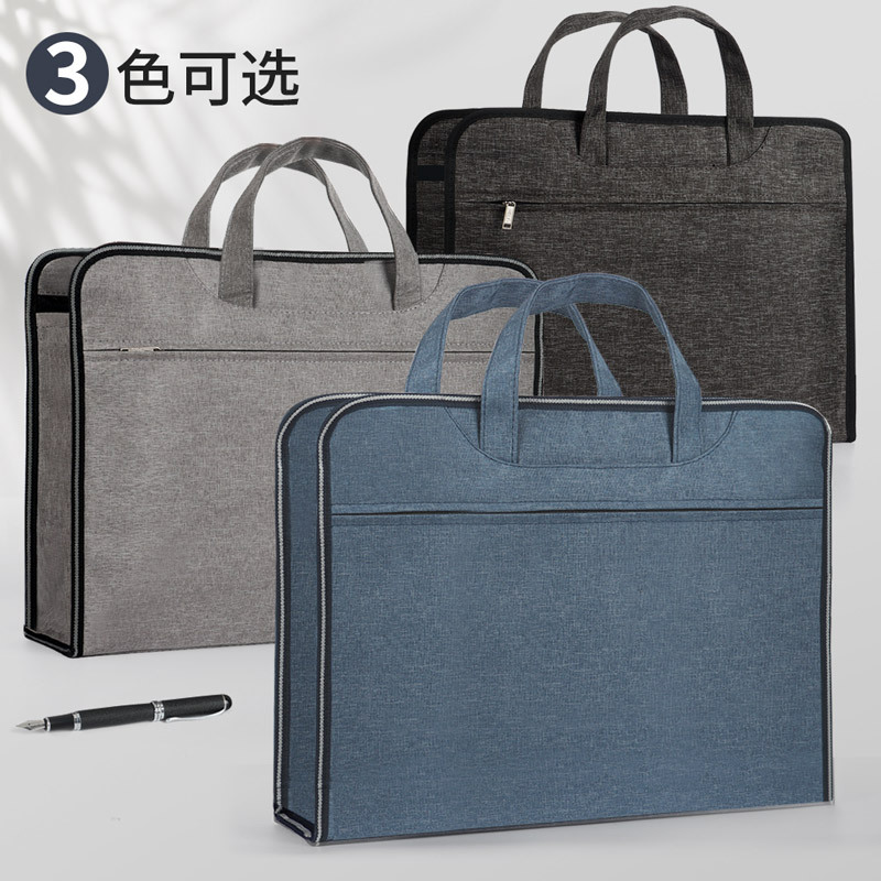 Picture of Jerry 5580 A4 Large Capacity Portable File Bag Stereo Thickened Briefcase Multi-Layer Canvas Information Kit Fixed Brush