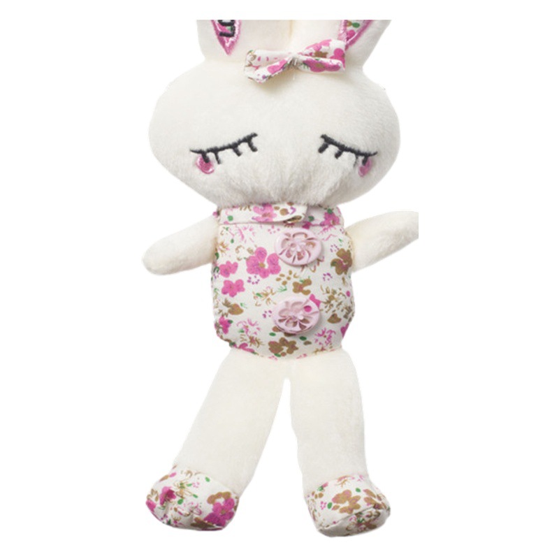 Little White Rabbit Doll Pink Floral Rabbit Stuffed Toy Backpack Pendant Wedding Rag Doll Cross-Border Accessories Close Your Eyes Rabbit
