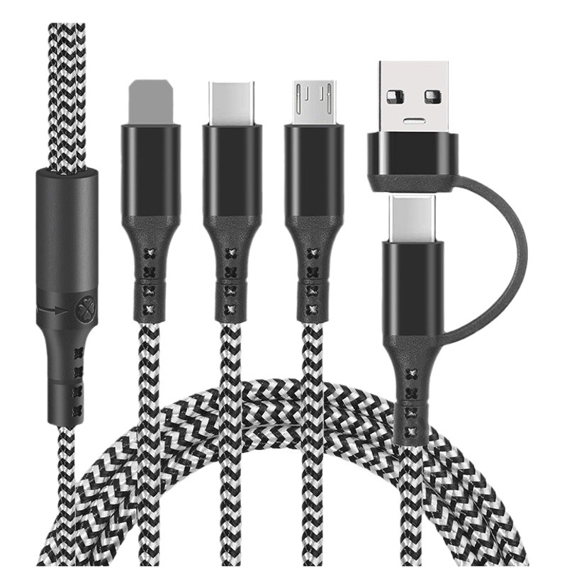 Suitable for iphone Apple PD fast charging line 2 drag 3 data Line 5 in 1 TYPE-C Huawei nylon braided line