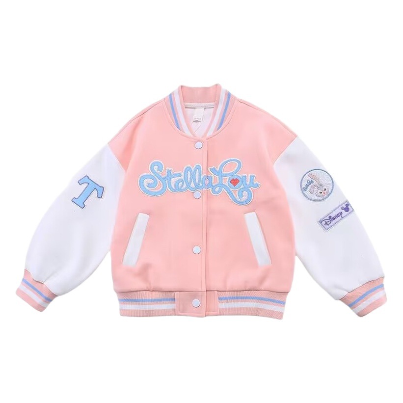 Girls' coat autumn and winter fleece-lined warm new spring and autumn children's fashionable baseball uniform big children's thickened autumn clothing