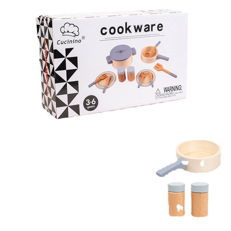 Picture of Children's simulation kitchen toys wholesale wooden kitchen utensils pot girls play house baby cooking toys