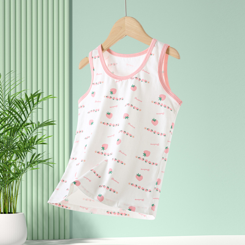Picture of Summer New Children's Vest Pure Cotton Lycra Thin Top Boys' Girls' Baby Children's Wear Inner Base Vest