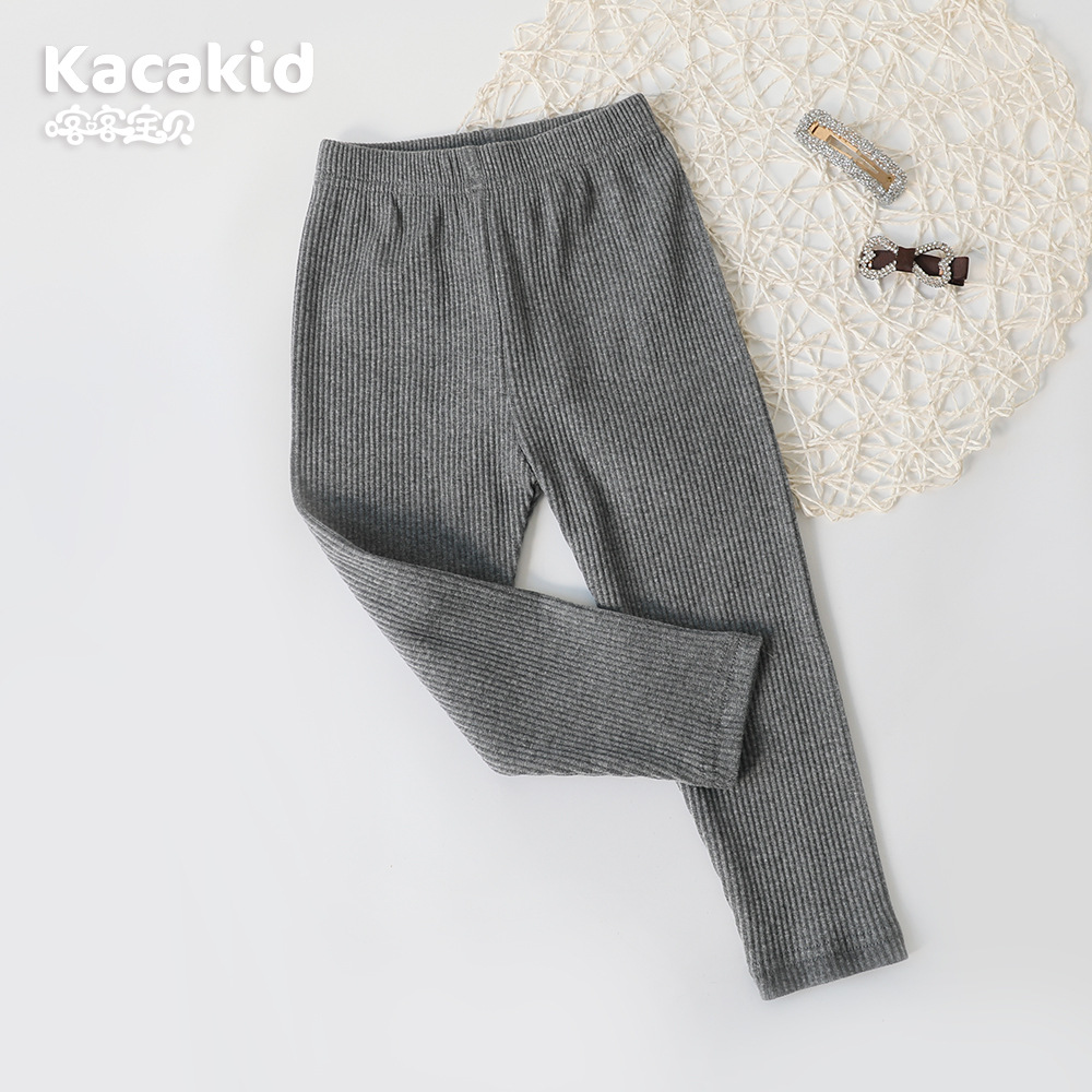 Picture of Girls' Autum Outer Leggings, Category a Cotton Kidsren's Pants, Kidsren's Clothing, Boys' Linen Pants, Elastic Pure Color Baby Pants