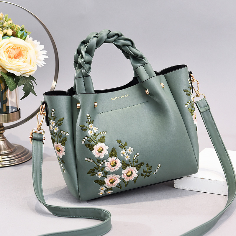 Picture of Spring and Autumn New Women's Bag Handbag Crossbody Bag Embroidered Soft Leather Women's Bag Bucket Bag Women's Bag Soft Bag Women's Bag