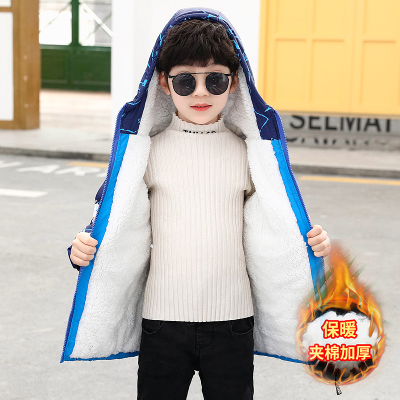 Picture of Boys' Winter Wear fleece-lined Thickened Jacket Children's 2024 New Autumn and Winter Middle and Large Children's Wear Boys' Charge Clothes 15 Trendy