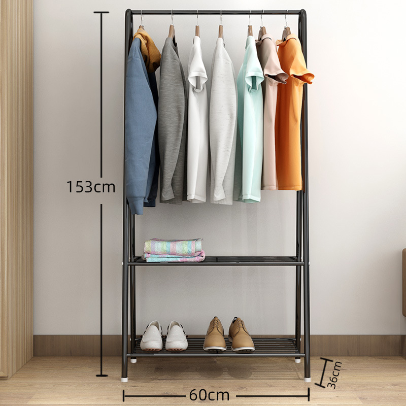 Picture of Floor-Standing Coat Rack, Triangular Coat Rack with Wheels, Mobile Multi-Layer Storage Rack, Clothes Rack, Simple and Modern Clothes Drying Rack