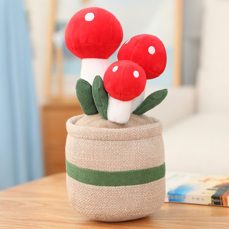 Picture of Mushroom Fleshy Tulip Green Plant Potted Plant Ornaments Cloth Doll Amazon Plush Toy Doll Cross Border Doll