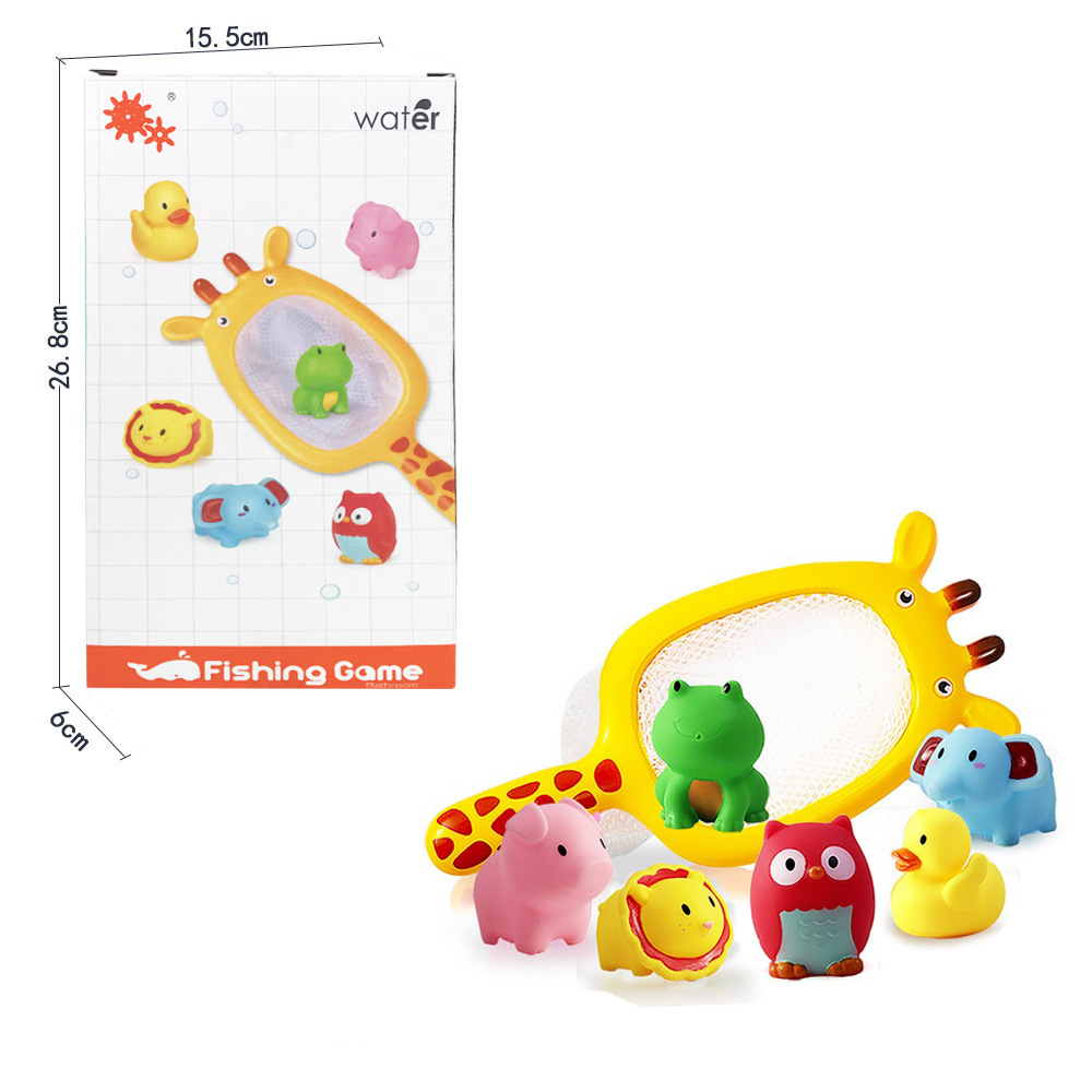 Picture of Children's water spray temperature-sensitive color-changing animal bathroom toy shark fishing Bath Pond glue playing water fishing fish toy