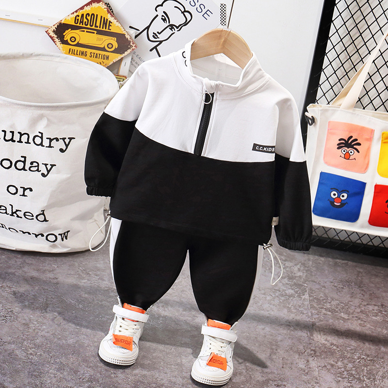 Picture of Foreign trade new autumn children's clothes suit baby long-sleeved zipper jacket coat trousers two-piece set delivery