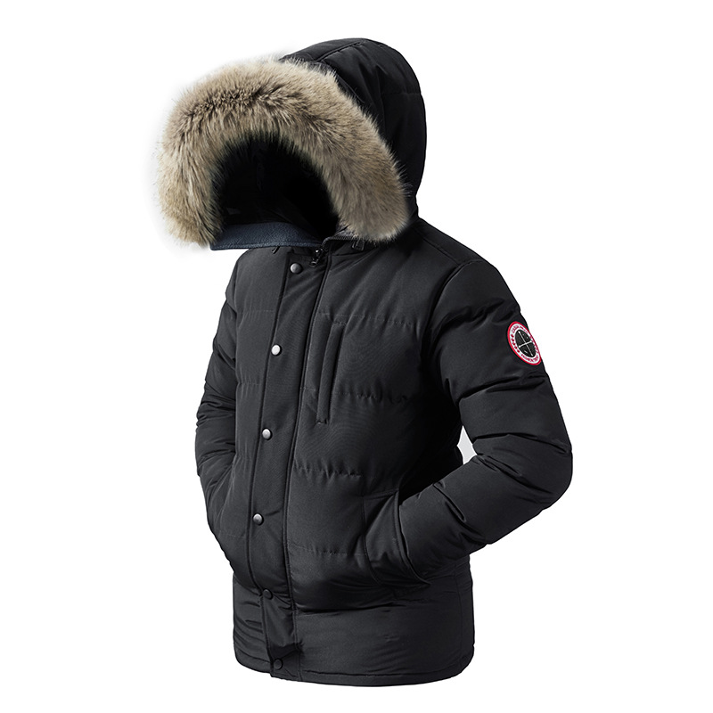 Men's Youth Winter Fashion Coat Outdoor Casual Warm Loose Cotton-padded Coat Plus Size Hooded Cotton-padded Coat