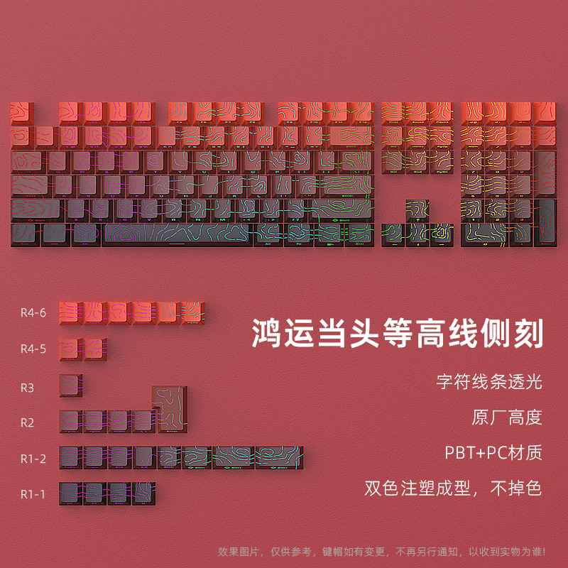 Picture of Original height contour terrain PBT thermal sublimation side engraved transparent keyboard keycap personalized creative diy customized